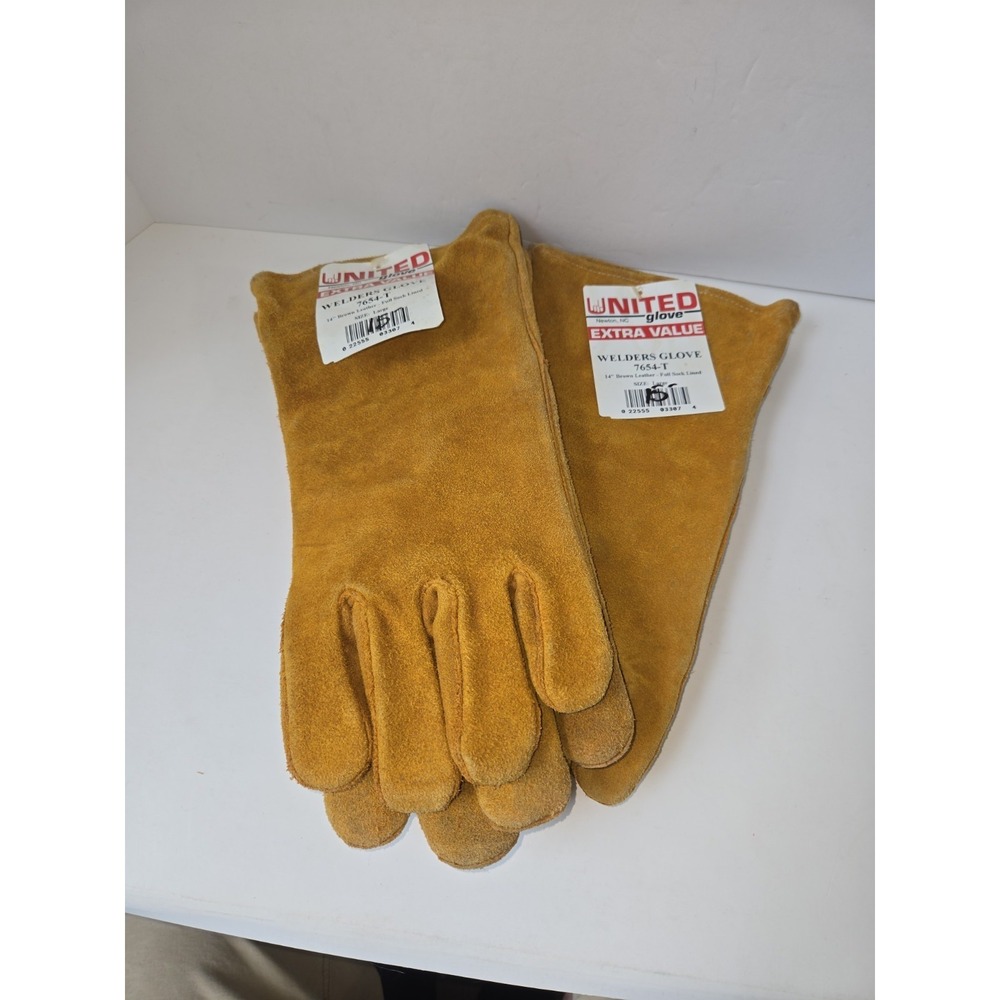 United Gloves Welders Glove 7654-T 14" Brown leather Pair size Large